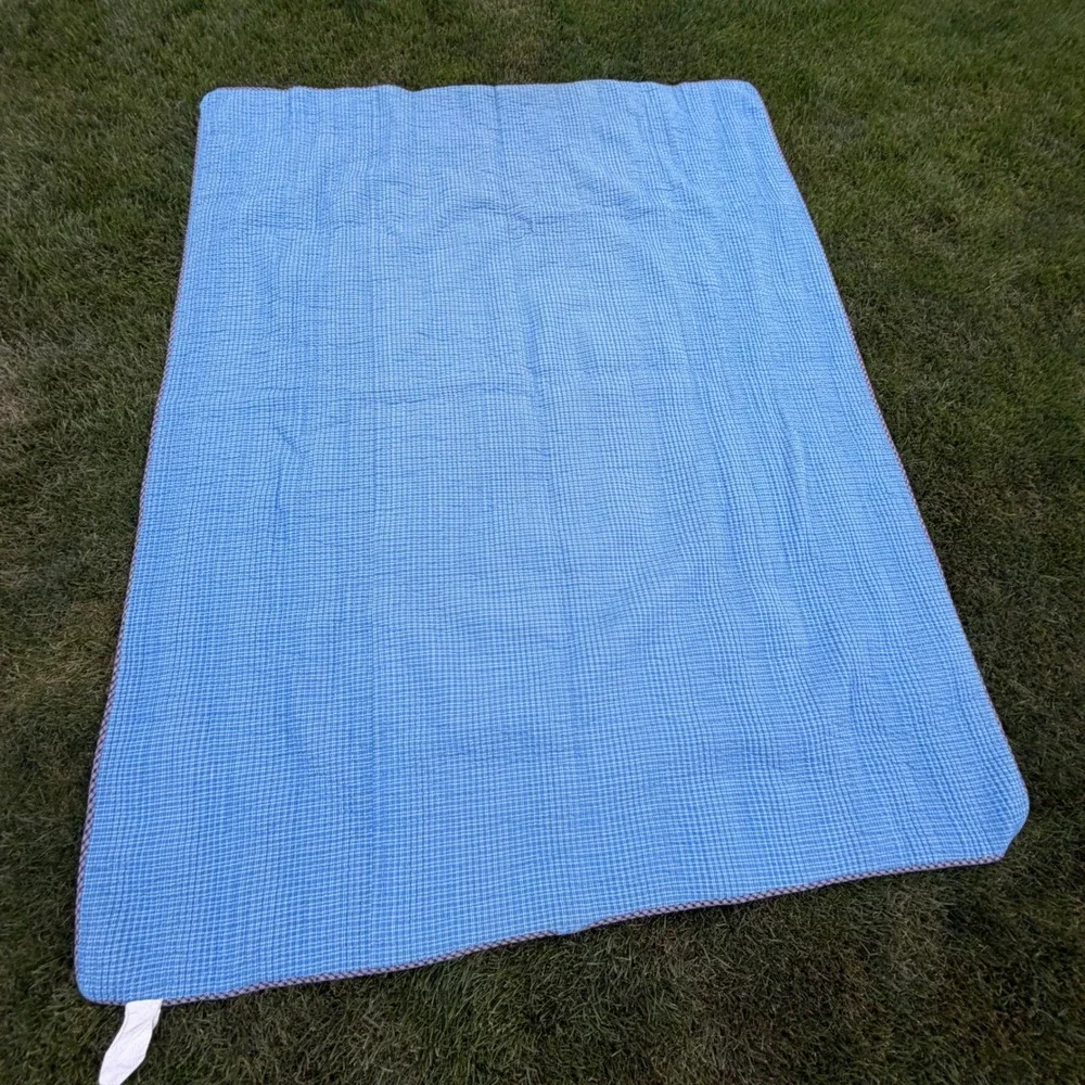 Cozy Line Home Fashions Blue Plaid Patchwork Quilt 100% Cotton 68x88 Bedspread